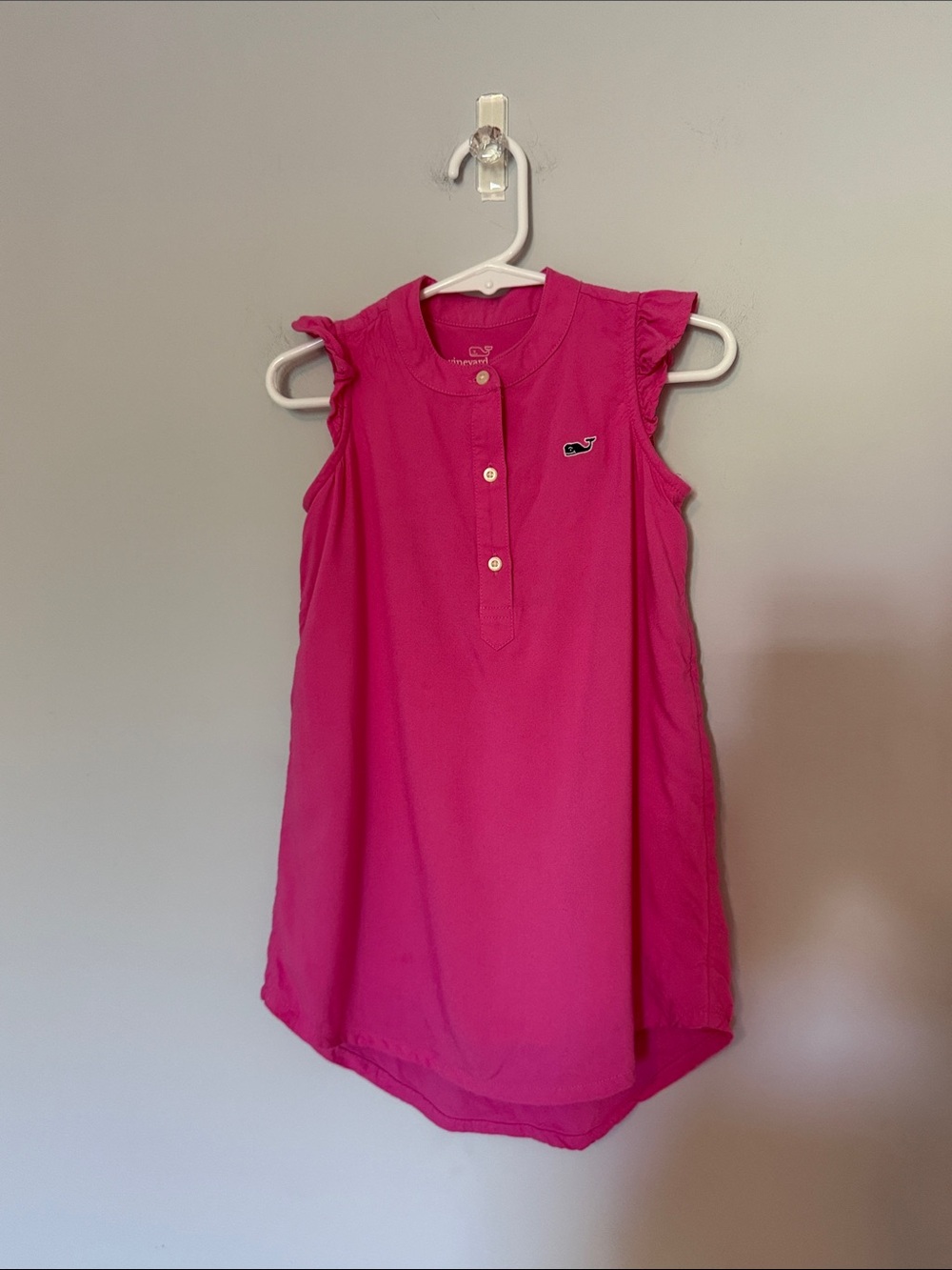 Vineyard Vines Toddler Girls Hot Pink Sleeveless Ruffle-Trim Dress Size 3T Lined